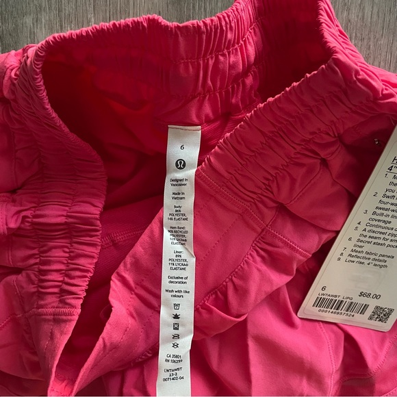 NWT Lululemon Hotty Hot LR Short *Long 4" in Lip Gloss (pink) - Picture 4 of 7